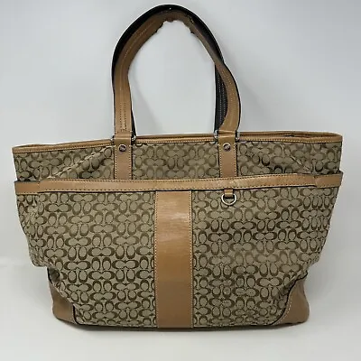 Coach Handbag Purse F77156 Baby Diaper Bag Transatlantic Signature Khaki Leather • $20