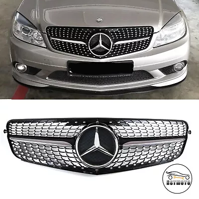 Diamond Front Grille Grill W/Chrome Star For Mercedes-Benz W204 C200 C300 08-13 • $83.24