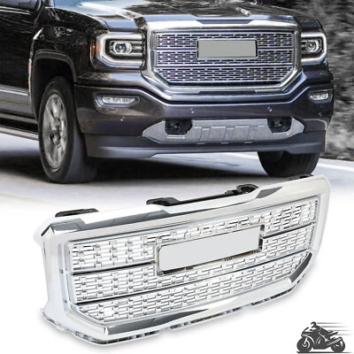 $171.99 • Buy Front Grill For 16 17 18 GMC Sierra 1500 Base SLT SLE Denali Chrome Upper Grille