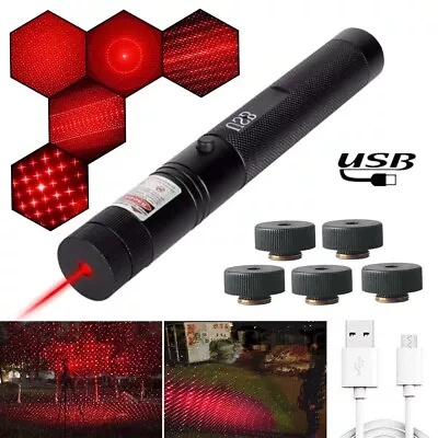 2000Miles Red Laser Pointer Pen Star Beam Light Lazer USB Rechargeable Torches • £8.99