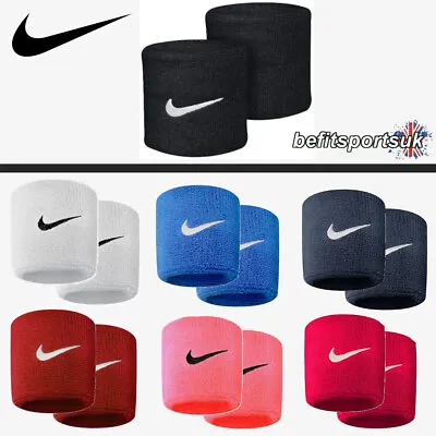 £6.90 • Buy Nike Swoosh Wristbands Sweatbands Gym Stretch Run Training Tennis Sport 2 Pack