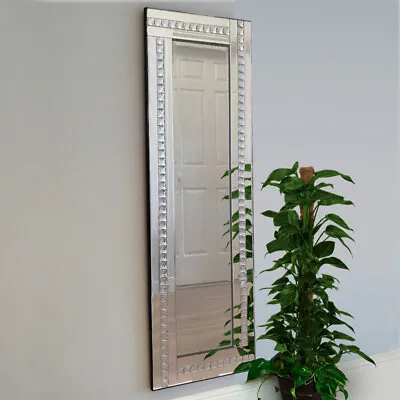 Argenta Silver Crystal Glass Frame Long Full Length Wall Dress Mirror 120 X 40cm • £75