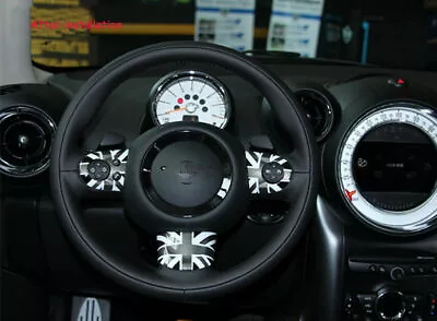 Black Union Jack UK Flag Car Interior Steering Wheel Trim Fit MINI Cooper R55 56 • $37.90