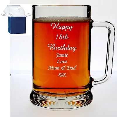 Personalised Pint Beer Glass Tankard 18th 21st 30th 40th Birthday Daddy Gift RH • £10.95