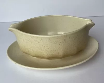 Vintage Mikasa Ombré SPECKLED BISCUIT INDIAN FEAST Gravy Boat & Underplate • $36