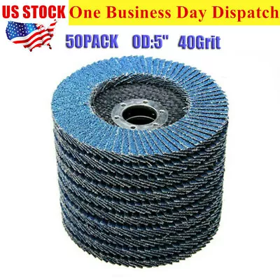 50pcs 5  X 7/8  Premium Zirconia Flap Discs Sanding Grinding Wheels 40 Grit • $63.99