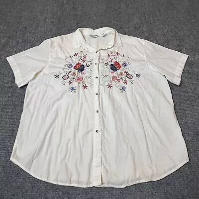 Vtg Victoria Jones Woman Shirt Size 22W Button Up Embroidered Short Sleeve • $13.12