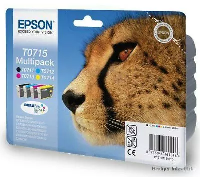 £52.98 • Buy T0715 Multipack Epson Original Ink Cartridges Cheetah Inks C13T07154010