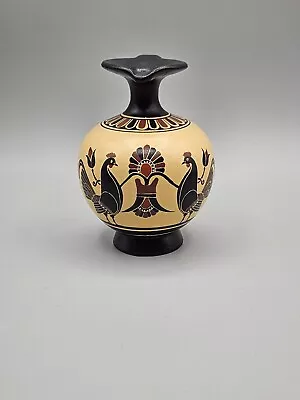 Hand Made & Painted In Greece Pottery Art One Handle Vase By D. Vassilopoulos  • $28.99