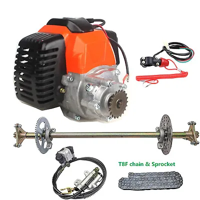 29'' Mini Go Kart ATV Rear Axle Kit+49cc Engine Motor GearBox+Brake+Chain Switch • $339.29