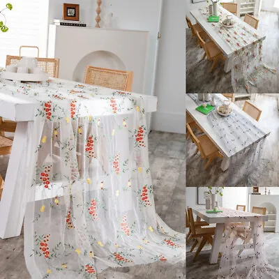 White Lace Rectangle Tablecloth Kitchen Dining Table Cloth Cover Coffee Decor • $16.71