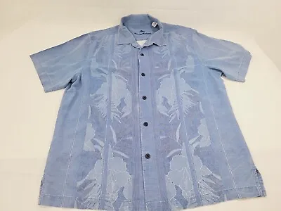 Tommy Bahama Shirt Mens Large Hawaiian 100% Silk Blue Floral  • $17