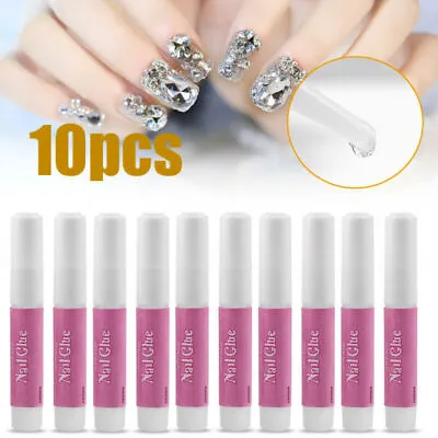 10x 2g Bottles Nail Glue Extra Strong False Nail Glue Nail Art Rhinestone Beads • £2.99