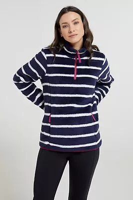 Mountain Warehouse Striped Womens Fleece Dual Zipped Waterproof Ladies Jumper • £29.99