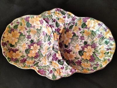 £7.99 • Buy Old Foley James Kent Chintz Duo Bowl Serving Dish Primula Du Barry Pattern