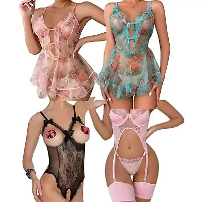 Women's Sexy Lingerie Sleepwear Babydoll Underwear Lace Dress G-String Nightwear • $7.83