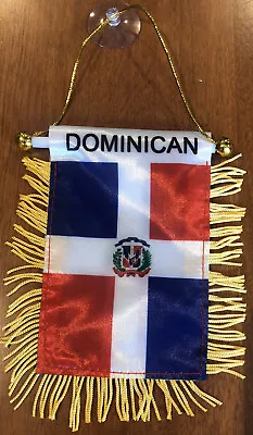 Dominican Republic 4 X 6 MINI BANNER FLAG CAR WINDOW MIRROR HANGING W Suction DR • $5.95