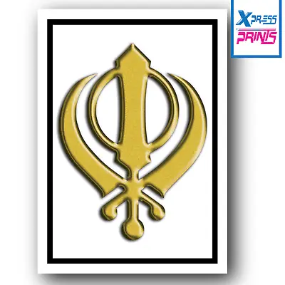 £5.99 • Buy Guru Nanak's Khanda Poster Wall Art Print Picture Sikh Sikhism A3 A4 Laminated