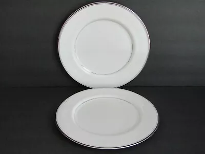 Mikasa BRIARCLIFFE A1-101 Set Of 3 DINNER PLATES White WITH Platinum Trim 10 5/8 • $34.99