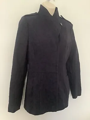 Reiss Pearla Jacket XS Navy Blue Military Style Collar Concealed Buttons Pockets • £20.51