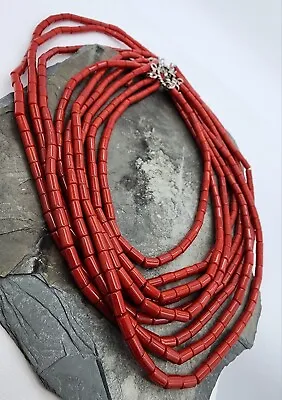 Sterling Silver 925 Liquid Coral Multi Strand Adj Necklace Ag 2417 • $137.03