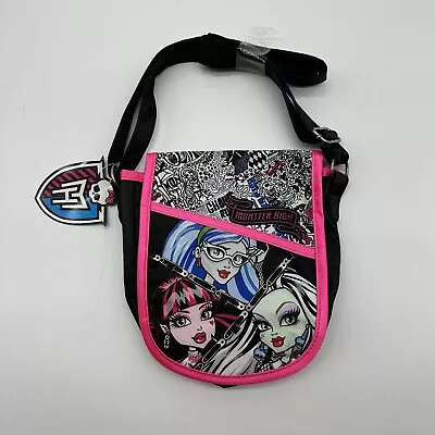 Monster High 8.5  Black Graphic Print Girls Cross Body Bag Purse 2013 Mattel NWT • $9.09