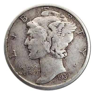 1937-D Mercury Dime F Fine 90% Silver • $5.66