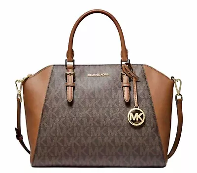 Michael Kors Ciara Signature Brown Logo Satchel Crossbody Shoulder Bag Handbag • $61.01