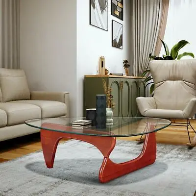 12MM Modern Coffee Table Solid Wood Base Triangle Clear Glass Side End Table • $249