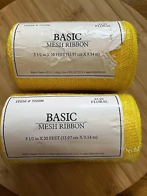 Floral Basic Mesh Yellow Ribbon 2rolls Each Role Is 5.5” X  30 Ft • $2.50