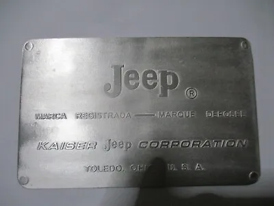 Nameplate Sign Emperor Id-plate Jeep Wagoneer Toledo S69 72x116 Mm • $53.95