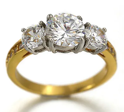 18k White Yellow Gold Gf Classic 3-stone 4ct Lab Diamond Engagement Wedding Ring • $16.85