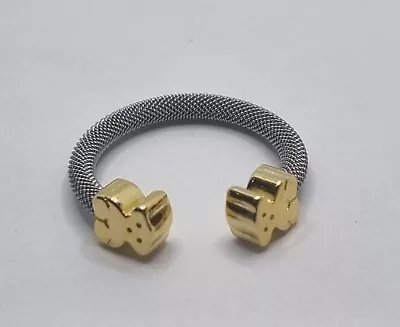 Tous Steel Silver And Gold Tone Mesh Ring O.7cm Size 8.5 • $59