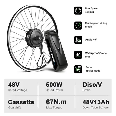 $371.99 • Buy 48V 500W 26  Electric Bicycle Conversion Kit E-Bike Motor Hub Wheel With Battery