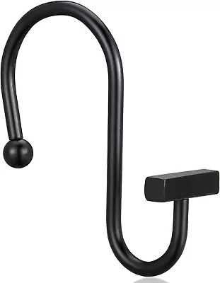 Black Shower Curtain Hooks Rust Proof Shower Curtain Rings For Bathroom CHICTI • $14.11