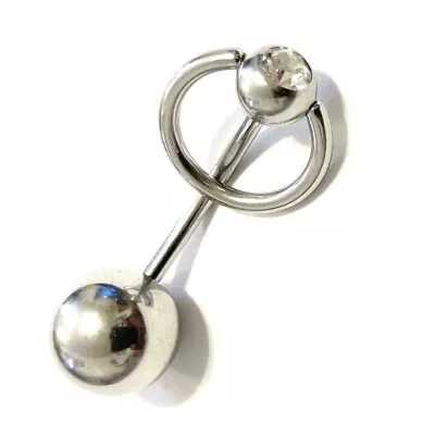 Sterilized Surgical Steel 14g 12g & 10g PA Barbell With 10mm & Gem Slave Ring. • $25.99