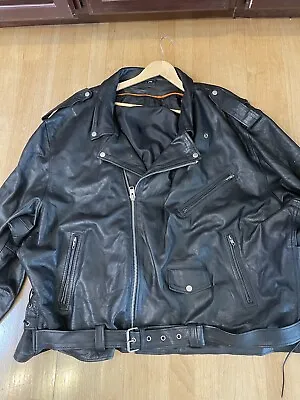 Vintage Men’s Black Leather Motorcycle Moto Biker Jacket 4XL! • $235