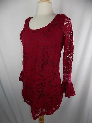 $25 • Buy Va Va By Joy Han Off The Shoulder Dress Maroon Lined Crochet Sz Small USA