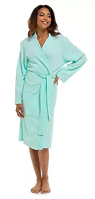 FOXBURY Ladies MEDIUM Cotton WAFFLE DRESSING GOWN Bath Robe MINT GREEN Vgc • £9.99