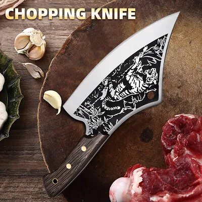 Meat Cleaver Knife Bone Butcher Chopper Heavy Duty Serbian Axe For Kitchen 7.7'' • $27.99