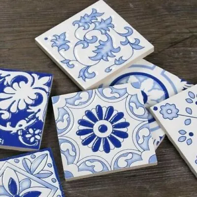 100pcs 3D Blue And White Glossy Tiles For Bathroom Kitchen Dining Area • $190