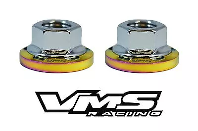 2 Vms Racing Strut Tower Dressup Neochrome Washers Silver Flange Nuts Mitsubishi • $15.95