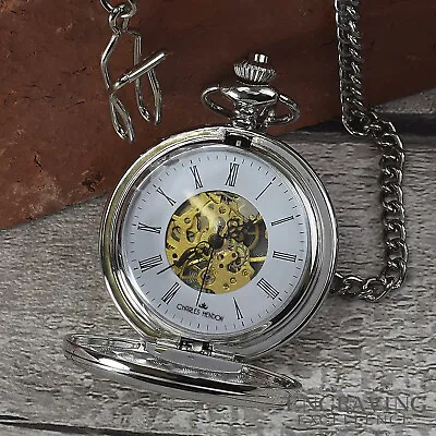 Personalised Mechanical Roman Pocket Watch Groom Wedding Gift Engraved Free Box  • £28.15