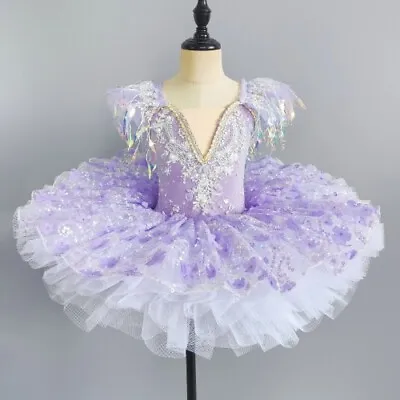 Pink Kids Ballroom Clothing Sequined Flower Tutus Ballet Dress Tutu Dress Girls • $84.87