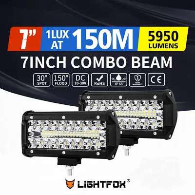 Pair 7 Inch LED Light Bar 3Rows SPOT FLOOD Work Fog Lamps 12V 24V • $42.95
