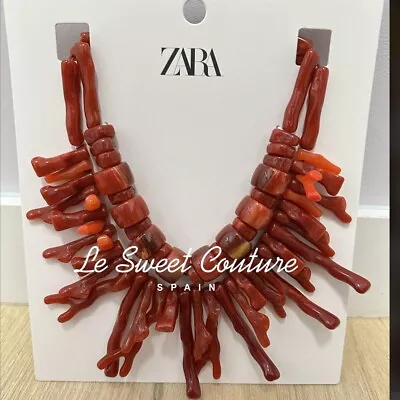 Zara Woman Nwt Ss24 Coral 2-pack Of Resin Coral-effect Necklaces 4736/023 • $58.90