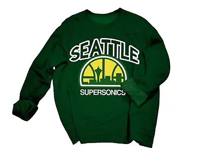 Seattle Supersonics Vtg Logo Crewneck Sweatshirt - Sonics Kemp NBA Size S-XL • $29.99