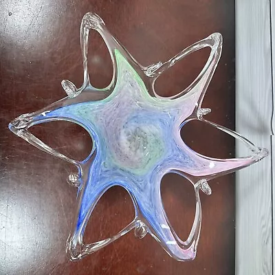 Murano Glassware Art Glass Sunburst Starfish Rainbow Swirl Bowl Gorgeous • $24.99