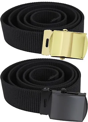 Black Nylon Web Belt Black/Gold Buckle Tactical Uniform Military Army Jeans • $10.99