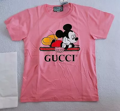 $810.57 • Buy New Gucci X Disney Mickey Mouse Print Oversized Cotton T-Shirt In Pink Size Xs 
